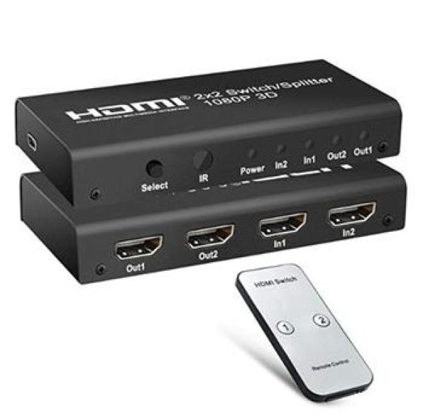 PremiumCord HDMI switch 2:2, 3D, 1080p, dálkové ovl.