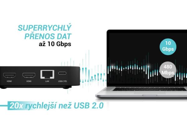 i-tec USB-C Dual HDMI Docking Station, Power Delivery 100W 