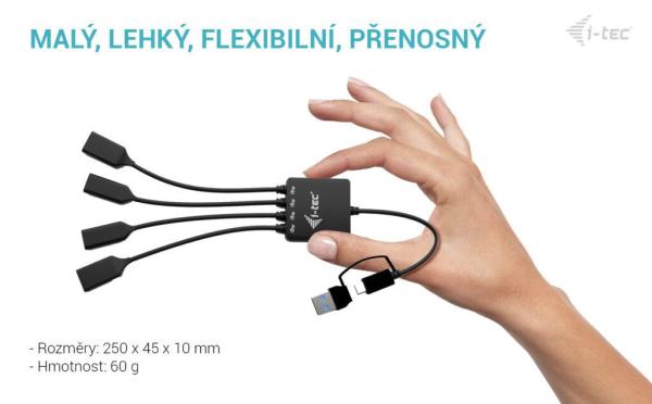 i-tec USB-C/ USB-A Cable HUB 4 port (2x USB-C, 2x USB-A) 