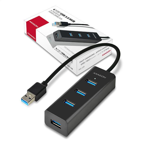 AXAGON HUE-S2B, 4x USB 3.0 CHARGING hub, micro USB napr. konektor, kábel USB-A 30cm