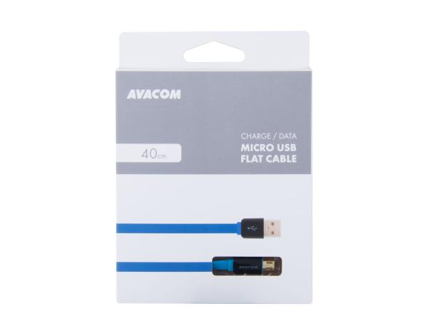 Kabel AVACOM MIC-40B USB - Micro USB, 40cm, modrá 