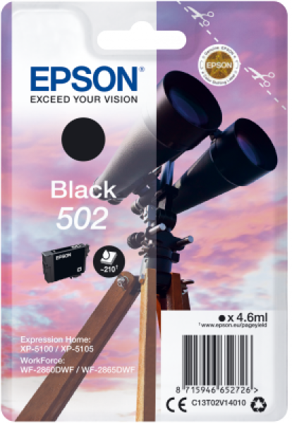 EPSON singlepack, Black 502, Ink, standard