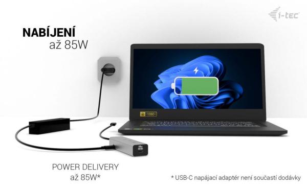 i-tec USB-C Charging Metal HUB 5port s USB-C video 8K, Power Delivery 85W 