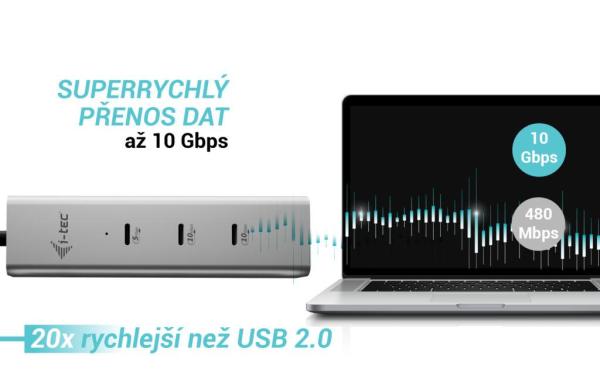 i-tec USB-C Charging Metal HUB 5port s USB-C video 8K, Power Delivery 85W 
