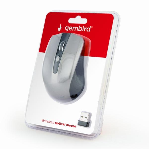 Gembird MUSW-4B-04-BG/ Cestovná/ Optická/ 1 600 DPI/ Bezdrôtová USB/ Čierna-strieborná 