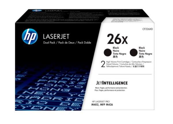 HP 26X 2-pack High Yield Black Original LaserJet Toner Cartridges (CF226XD) (9,000 / 9,000 pages)