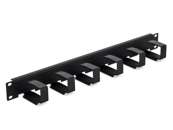 19" vyväzovací panel 1U 6x háčik 70x27mm čierny kov