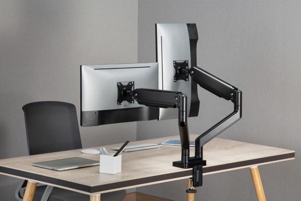 Držiak monitora Brateck LDT60-C024 dve ramená vedľa seba mechanická pružina Heavy Duty 