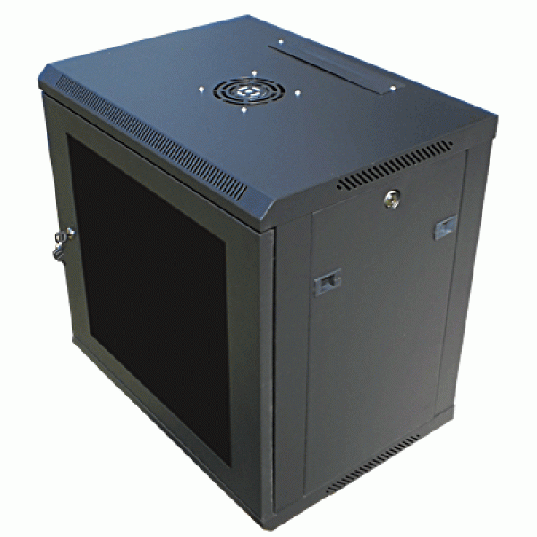 Datacom 19" rozvádzač 9U/ 450 mm (sklo) čierny 
