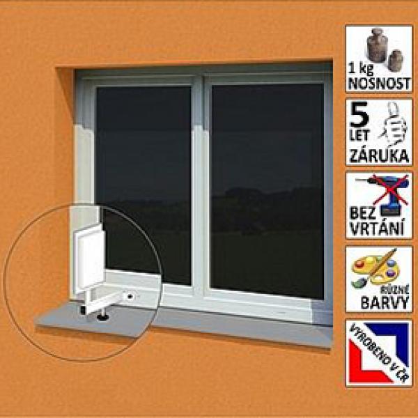Anténny držiak malý na plastové okno "L", dĺžka 17, 5 cm, výška 25 cm, d=20mm