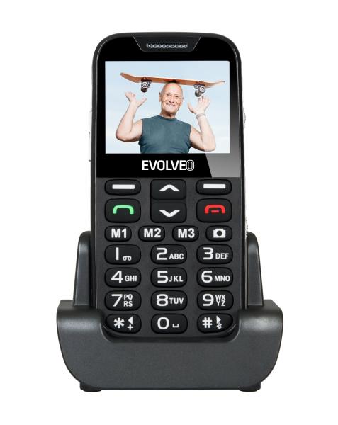 EVOLVEO EasyPhone XD, mobilní telefon pro seniory s nabíjecím stojánkem (černá barva)