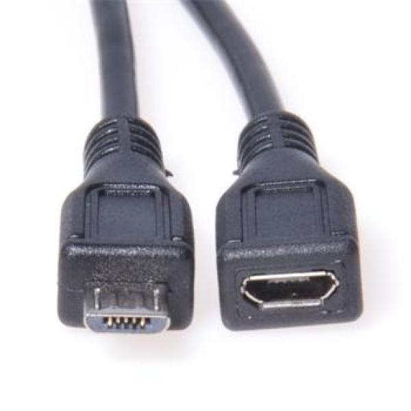 PremiumCord Kábel predlžovací micro USB 2.0 M-F, čierny 2m