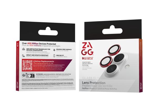 ZAGG Ochranná šošovka Premium pre Apple iPhone 17/ 16/ 16+ - červená 