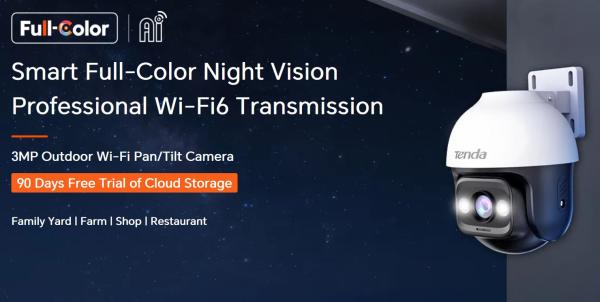 Tenda RH3-WCAv2 - vonkajšia otočná IP65 WiFi 3MPx kamera, OnVif, nočná LED, LAN port, CZ aplikácie 