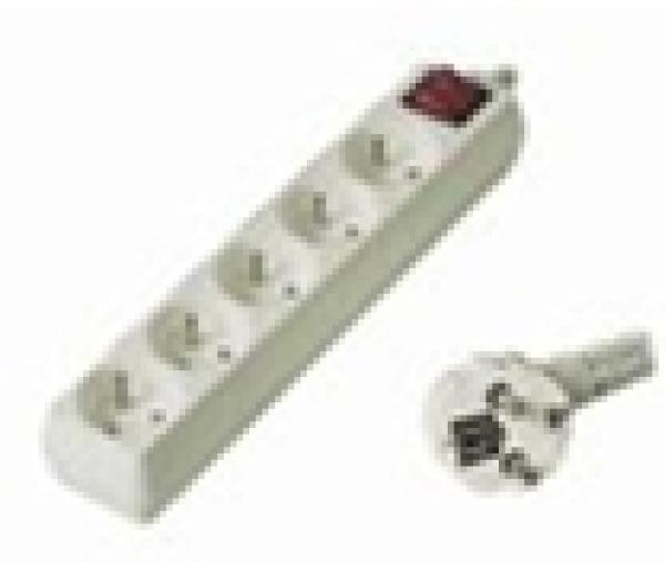 Predlžovací prívod 230V, 2m, 5 zásuviek + vypínač
