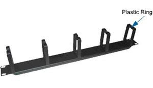 19" vyväzovací panel 1U 5x tvrdé plast. oko 3x6cm