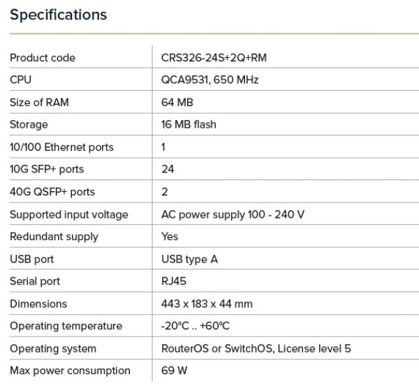 MikroTik CRS326-24S+2Q+RM, 26port GB cloud router switch 