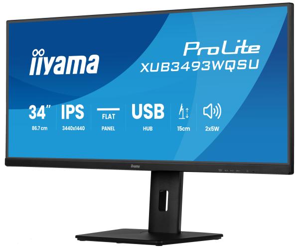 iiyama ProLite/ XUB3493WQSU-B6/ 34"/ IPS/ wQHD/ 120Hz/ 1ms/ Čierna/ 3R 