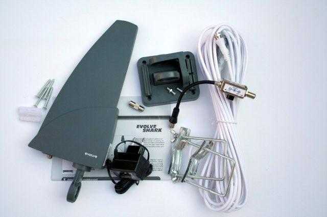 EVOLVEO Shark, aktívna vonkajšia anténa DAB+/ DVB-T2, filter LTE, 4G, 5G 