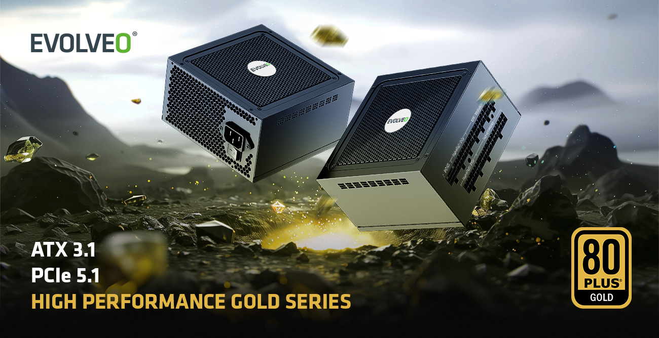 EVOLVEO G850, 850W, ATX 3.1, 14cm, aPFC, 80+GOLD, 3YRW 