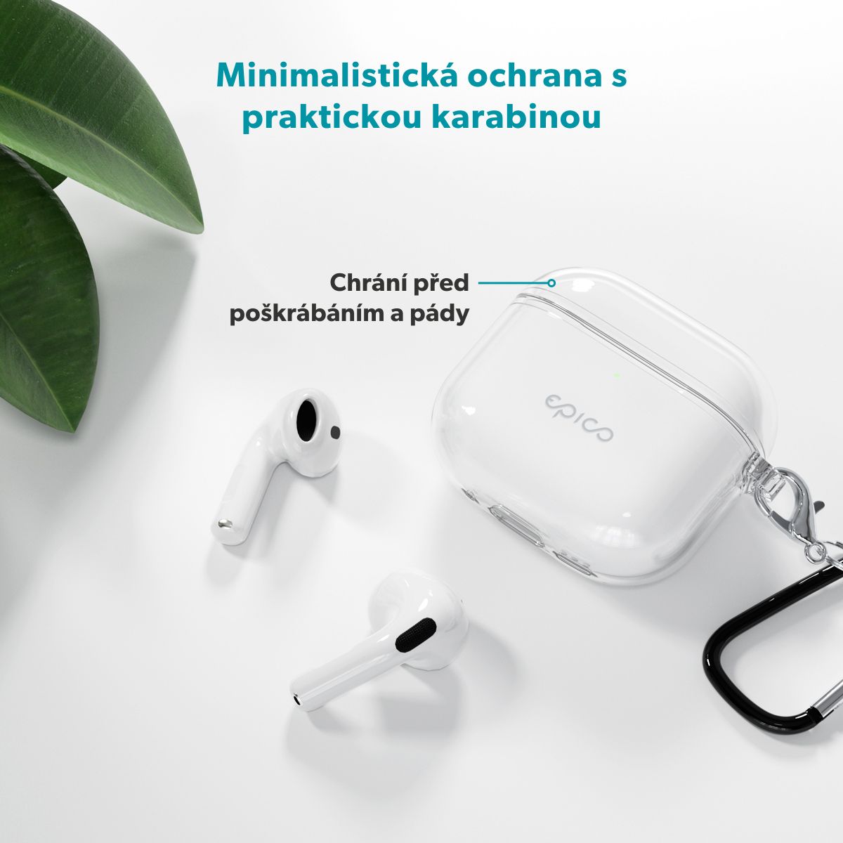 Epico transparent puzdro s karabínou AirPods Pro 3 