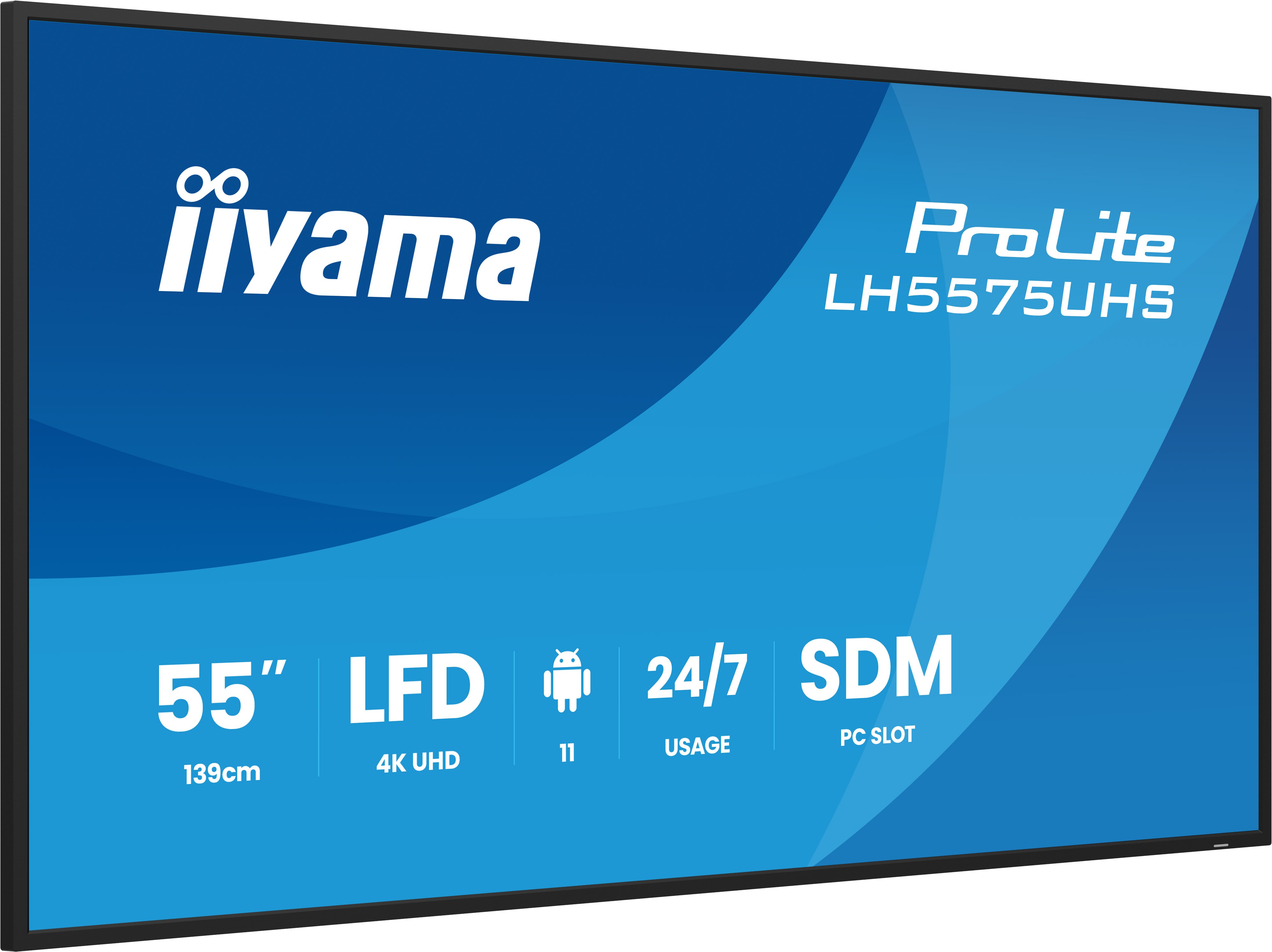 55" iiyama LH5575UHS-B2AG: IPS, 4K UHD, Android, 24/ 7 