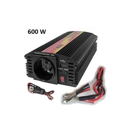 Měnič napětí Carspa CAR600U-122 12V/ 230V+USB 600W, modifikovaná sinus