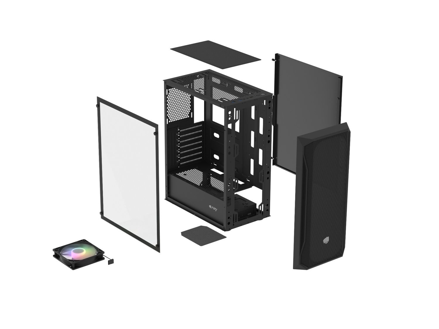 PC skriňa Fury SHOBO SH4 RGB Midi Tower, Window,  