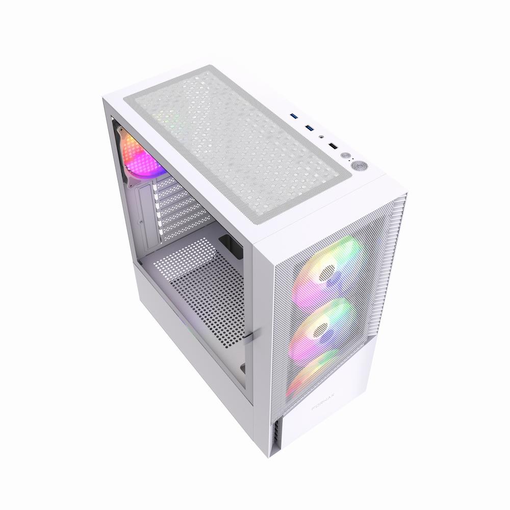 GEMBIRD Fornax 4300W/ Midi Tower/ Transpar./ Biela 