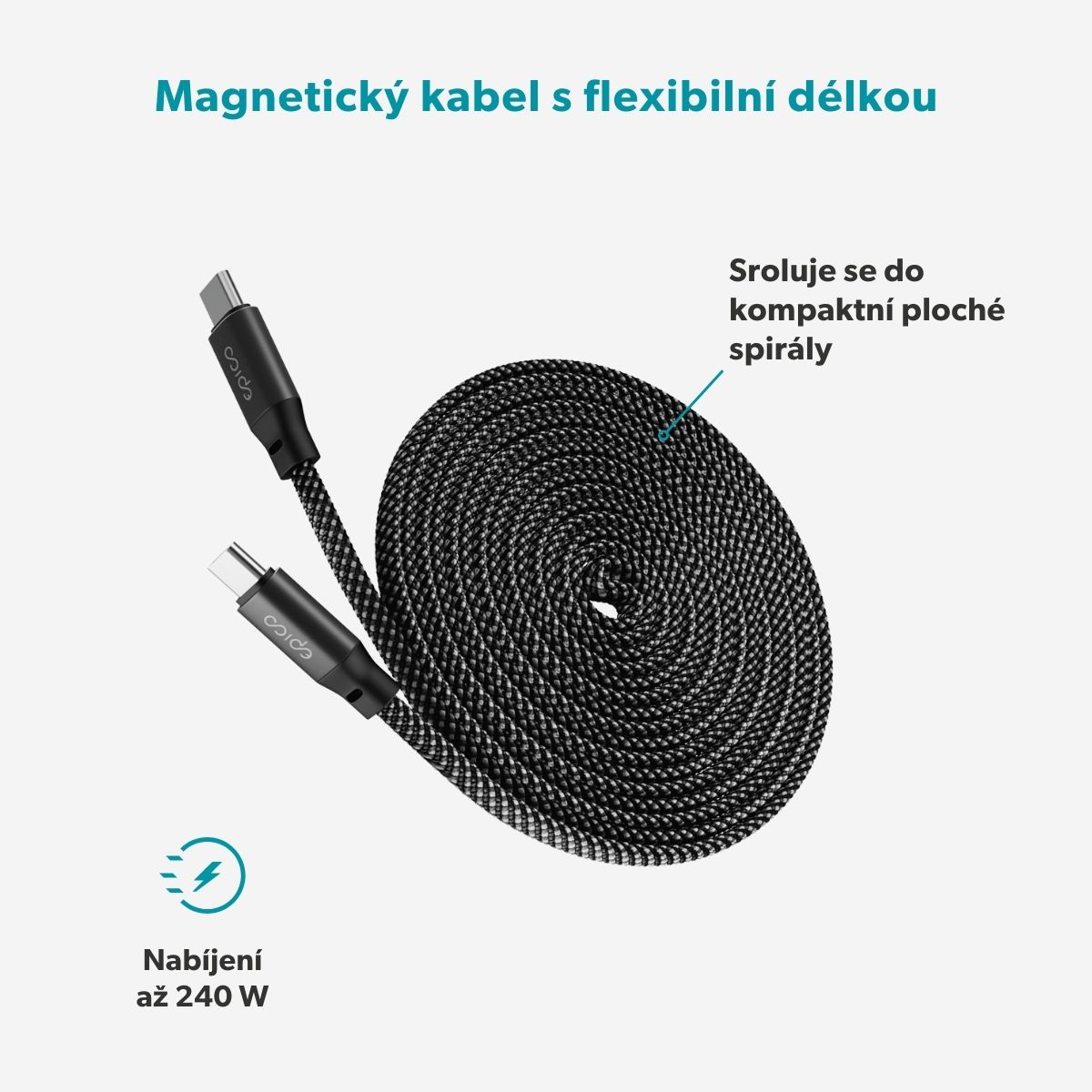 Epico UltraLink 240W magnetický kábel 1.5m USB-C 