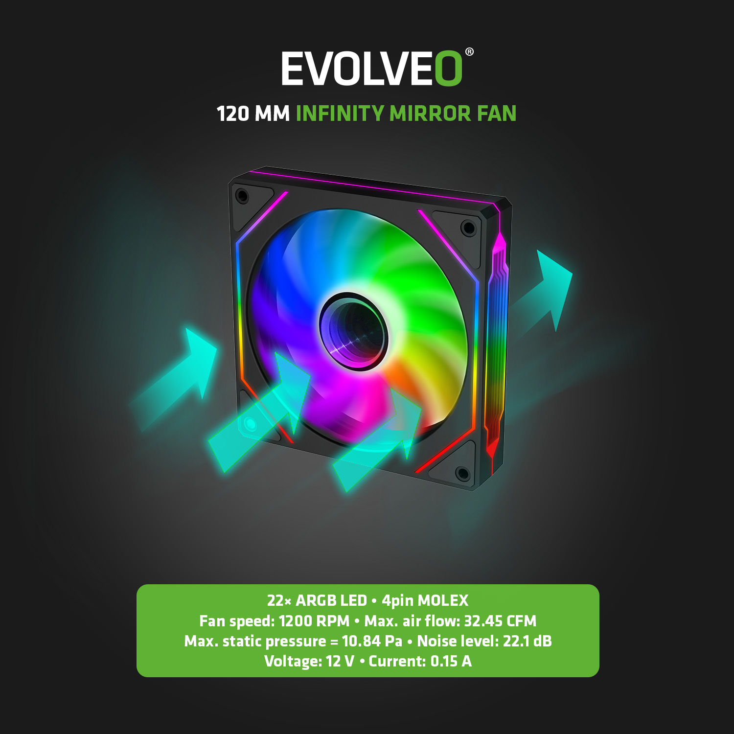 EVOLVEO Rhino, eATX/ ATX/ 4x ARGB/ bočnice sklo/ mesh 