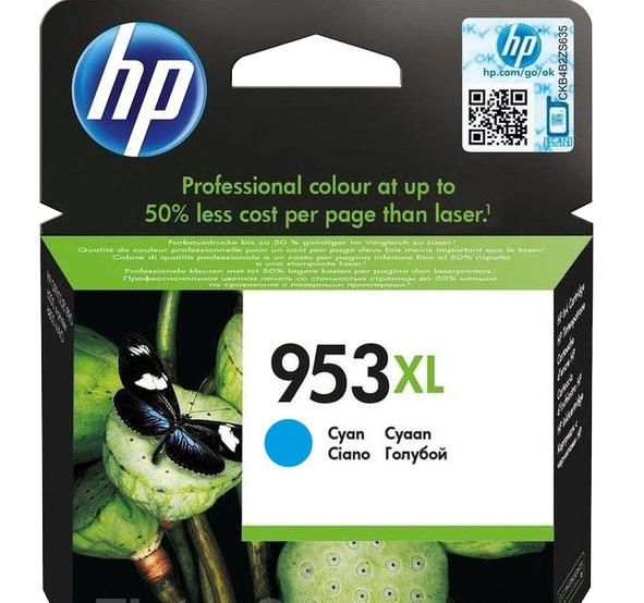 HP 953XL azúrová atramentová kazeta, F6U16AE