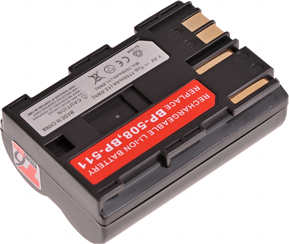 Batéria T6 Power Canon BP-508, BP-511, BP-511A, BP-512, BP-514, 1600mAh, 11, 8Wh, hnedá 