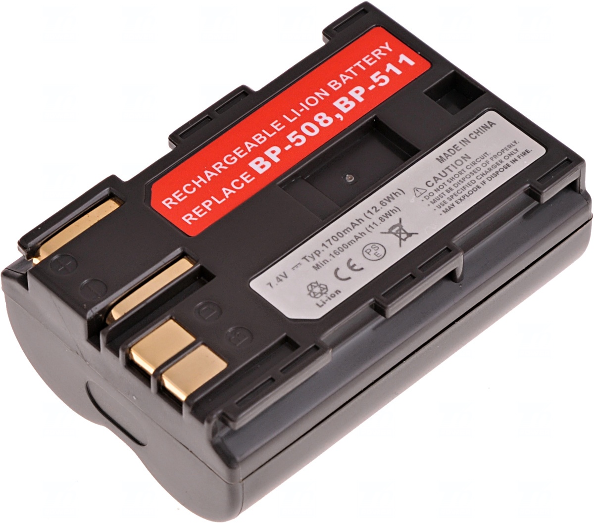Batéria T6 Power Canon BP-508, BP-511, BP-511A, BP-512, BP-514, 1600mAh, 11, 8Wh, hnedá