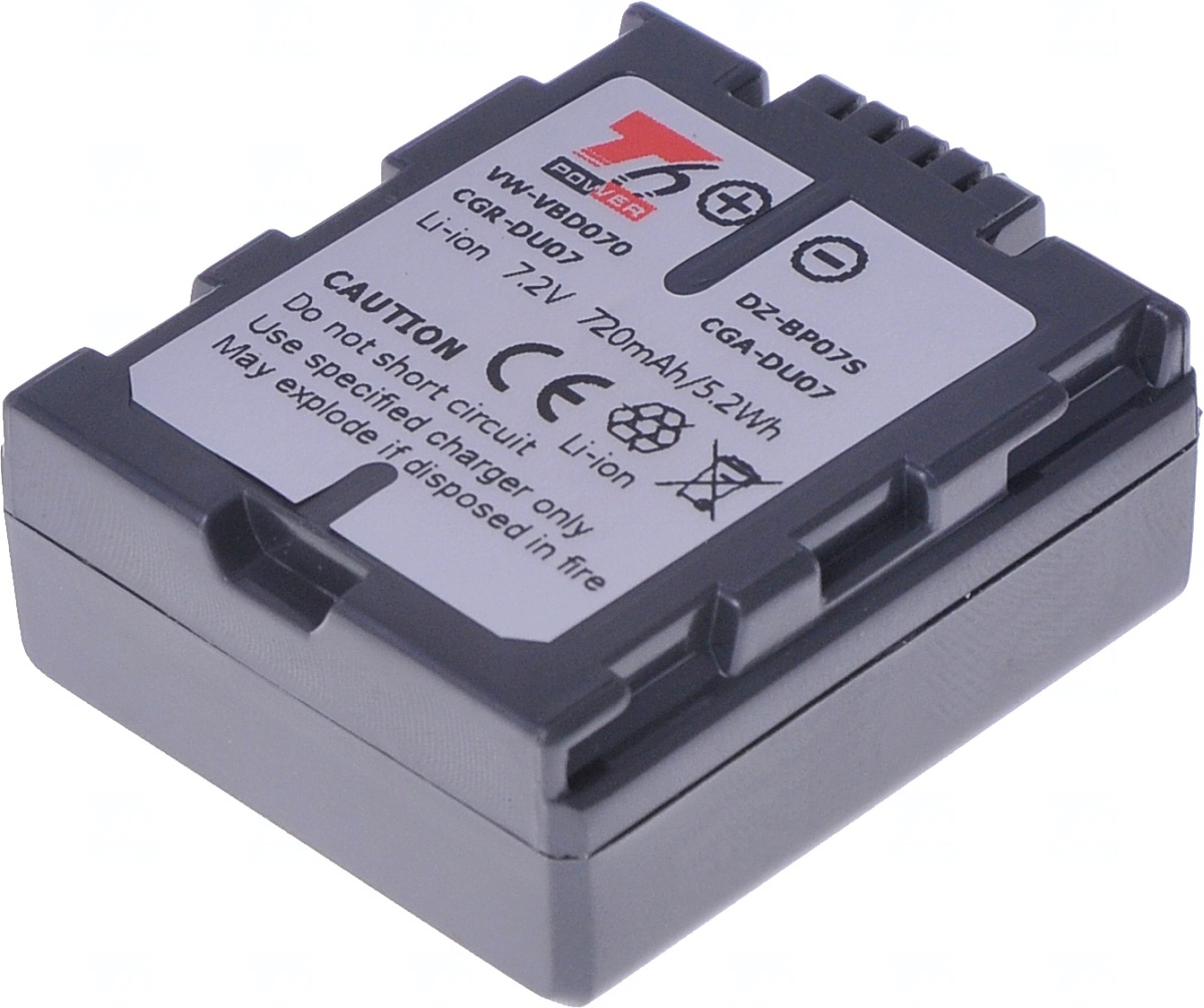 Batéria T6 Power pre Panasonic VW-VBD070, CGA-DU07, CGR-DU07, Hitachi DZ-BP07S, 720mAh, 5, 2Wh 