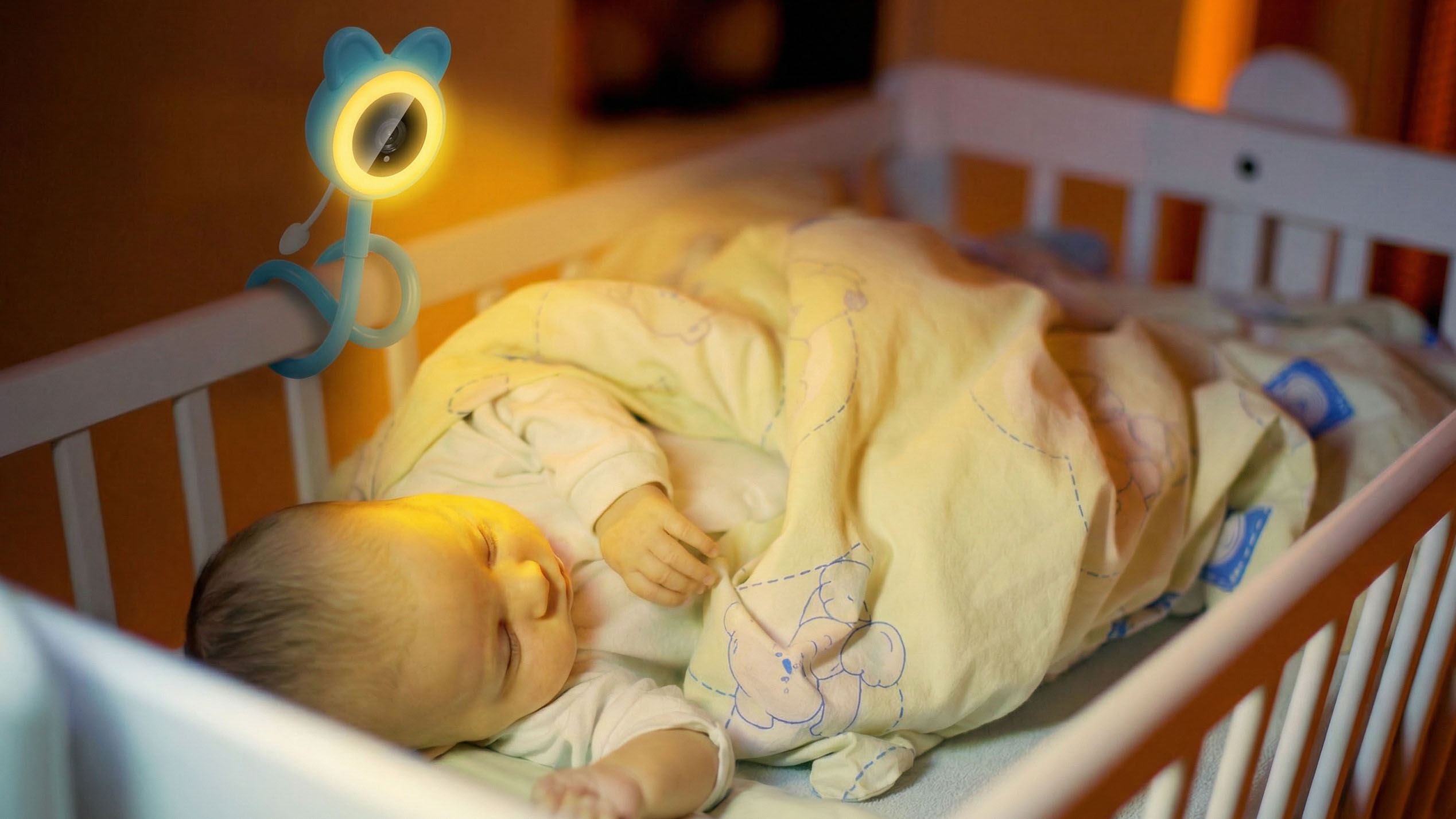 EVOLVEO Baby Monitor N35, detská pestúnka s kamerou, VOX, teplomer, nočné videnie, RGB svetlo, Modrá 
