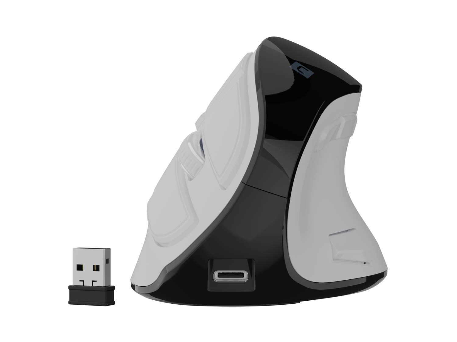 Vertikálna bezdrôtová myš Natec EUPHONIE PRO/ Vertikálna/ Blue Sense/ Pre pravákov/ 4 000 DPI/ USB+BT/ Biela 