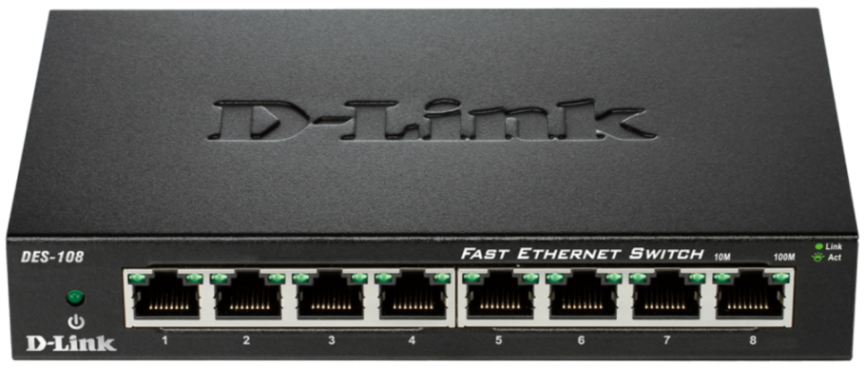 D-Link DES-108 kovový 8-port 10/ 100 Desktop Switch