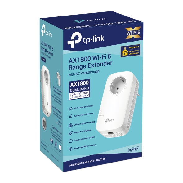 TP-Link RE660X AX1800 Wi-Fi 6 Range Extender 