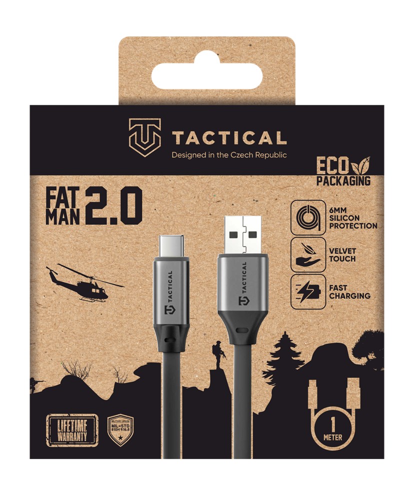 Tactical Fat Man 2.0 Cable USB-A/ USB-C 1m Grey 