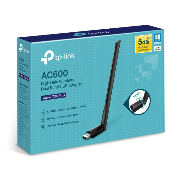 TP-Link Archer T2U Plus AC600 High Gain USB adaptér 