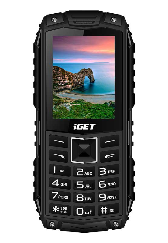 iGET Defender D10 Black - vodotesný odolný telefón IP68, DualSIM, 2500 mAh, BT, svietidlo, FM, MP3 