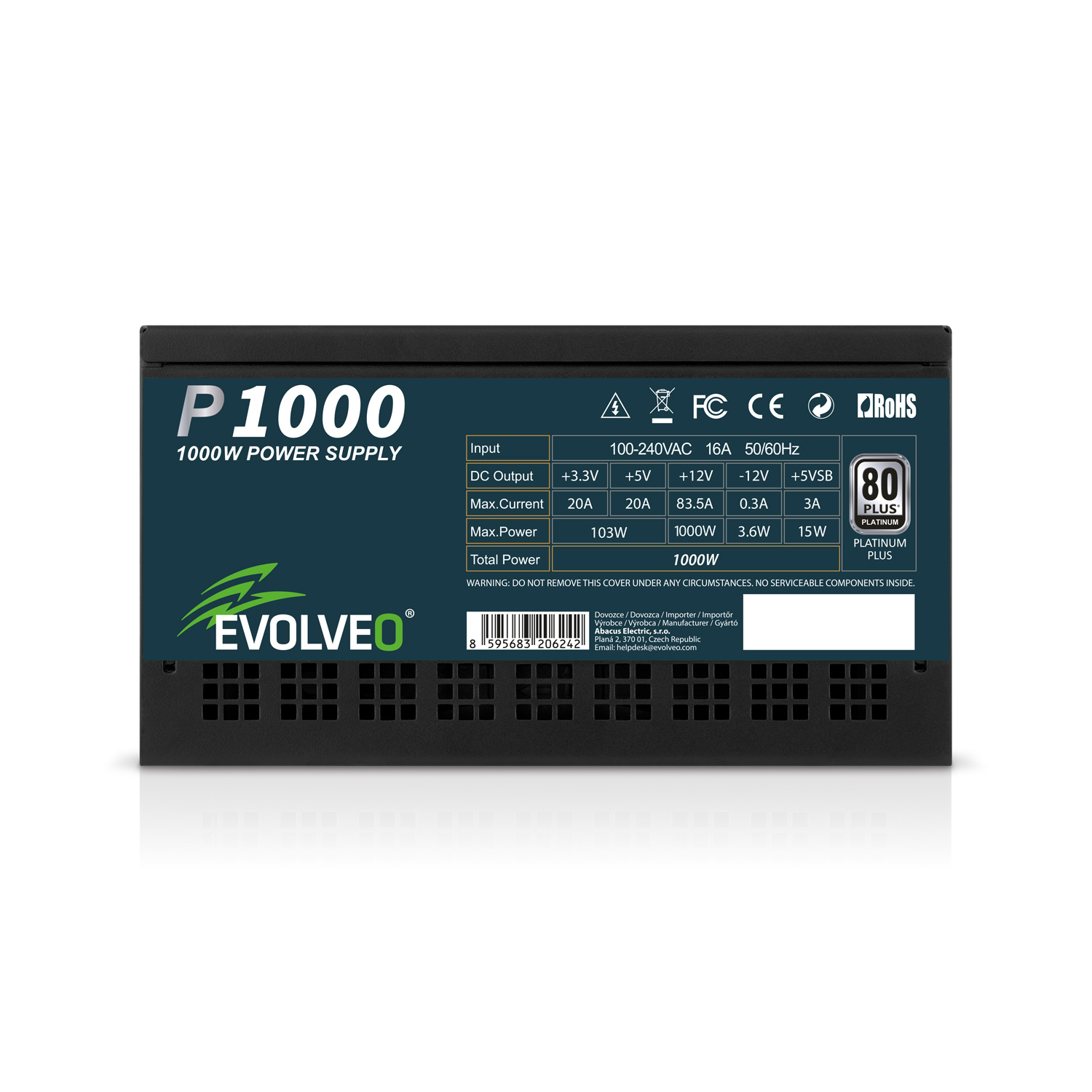EVOLVEO P1000, 1000W/ ATX 3.1/ 80+ PLATINUM/  