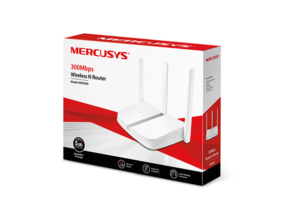 Mercusys MW305R 300Mb/ s WiFi N router, 4x10/ 100 RJ45, 3x anténa 
