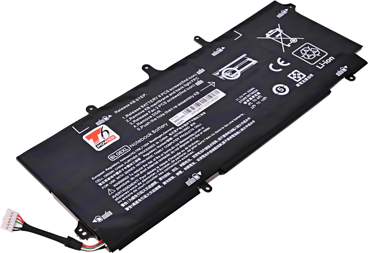 Batéria T6 Power pre HP EliteBook Folio 1040 G1, 1040 G2, 3800mAh, 42Wh, 6cell, Li-pol
