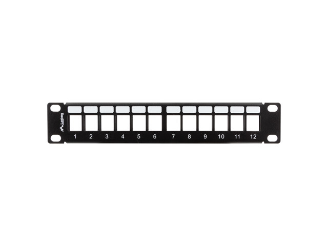 LANBERG PATCH PANEL 12 PORTOV 1U S ORGANIZÉROM PRO KEYSTONE MODULY ČIERNY 
