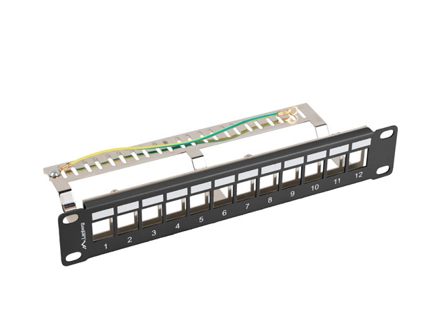 LANBERG PATCH PANEL 12 PORTOV 1U 19" FTP PRO MODULY KEYSTONE ČIERNY V2 