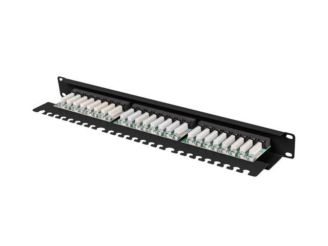 LANBERG PATCH PANEL 24 PORTOV 1U 19" CAT.6A UTP S POLICIOU ČIERNY 