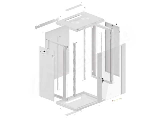 LANBERG 19" RACKOVÁ SKRIŇA PRO MONTÁŽ NA STENU 18U/ 600X450 (FLAT PACK) ŠEDÁ V2 