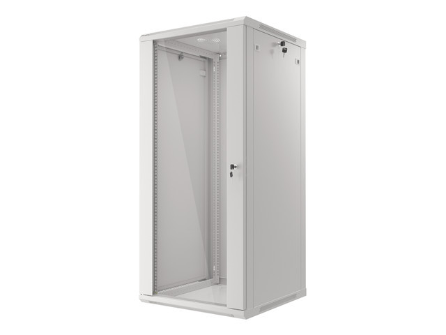 LANBERG RACKOVÁ SKRIŇA 19" NÁSTENNÁ 27U/ 600X600 (FLAT PACK) S PRESKLENÝMI DVERAMI ŠEDÁ V2 